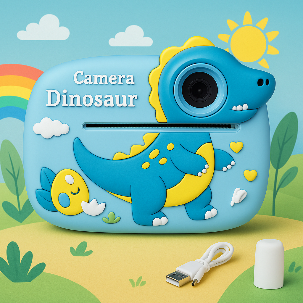 Appareil Photo pour Enfants – Dinosaure 24MP | Caméra HD avec Impression Instantanée
